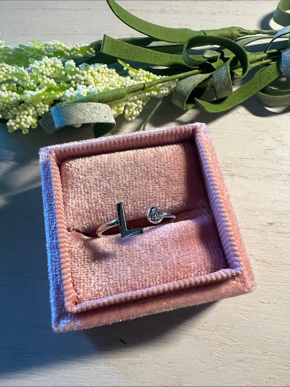 Plunder “L” adjustable ring silver tone